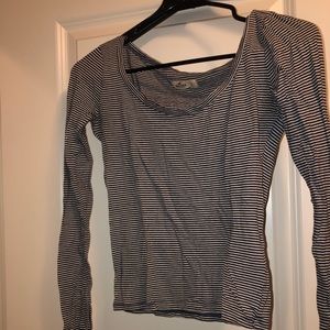 long sleeve striped crop top
